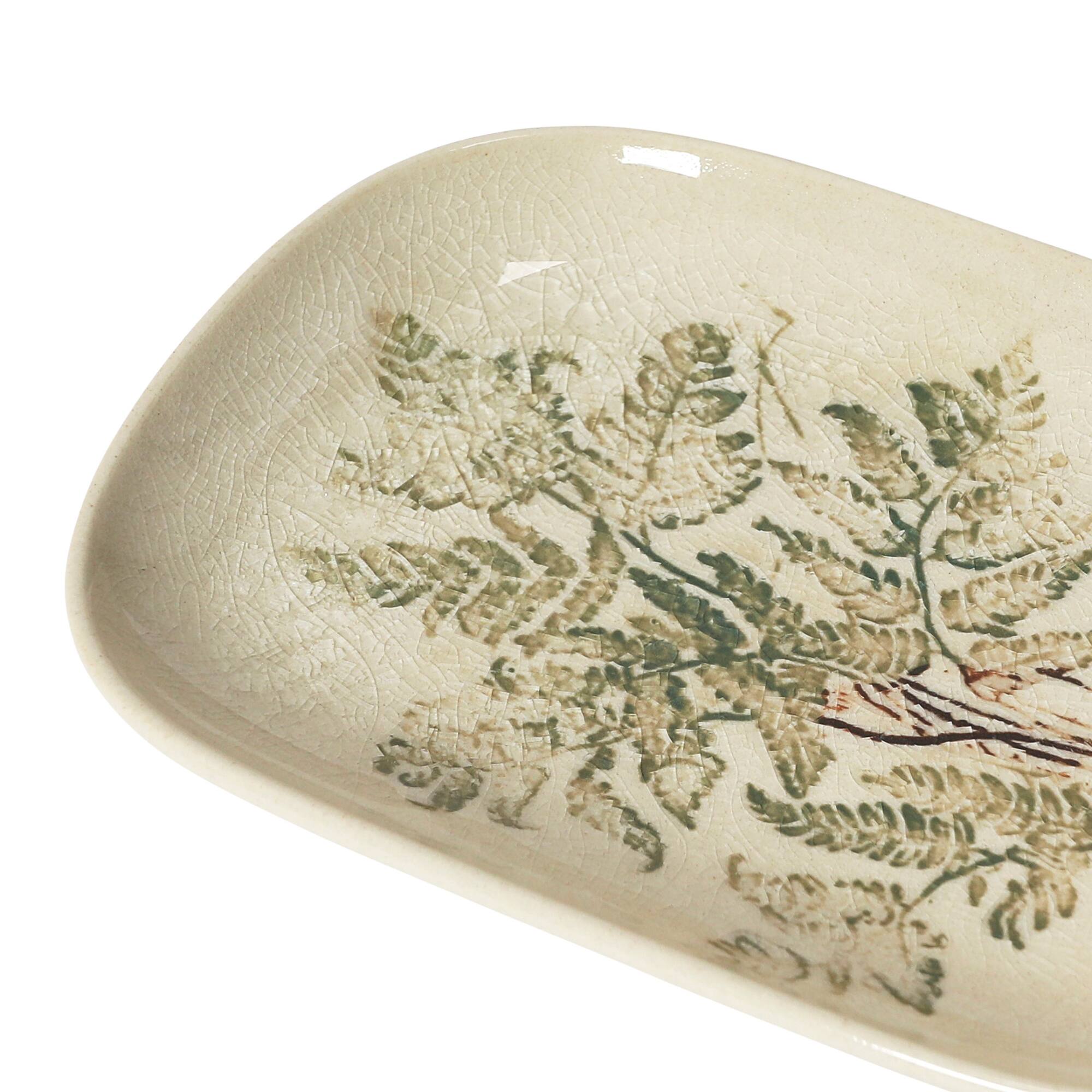 Hello Honey® 6" Debossed Botanical Stoneware Dish Set with Crackle Glaze Finish